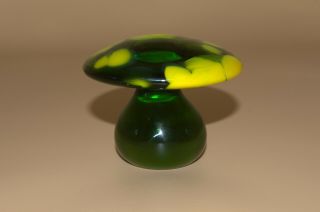 Vintage Blenko Green Yellow Glass Mushroom 1970s 3