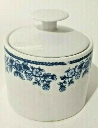 Vintage Farberware Blue Chintz Sugar Bowl With Lid White Blue 211