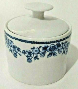 Vintage Farberware Blue Chintz Sugar Bowl with Lid White Blue 211 2
