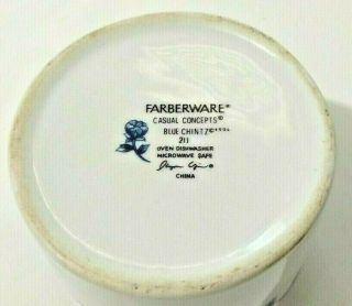 Vintage Farberware Blue Chintz Sugar Bowl with Lid White Blue 211 5