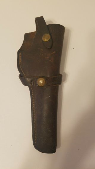 Vintage Red Head Dark Brown Leather Belt Holster For A 6 " Revolver