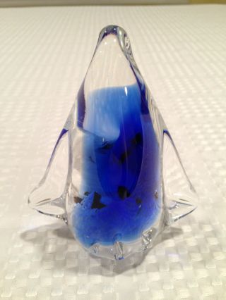 Vintage MURANO ART GLASS COBALT BLUE PENGUIN w/BABIES Figurine Paperweight 8