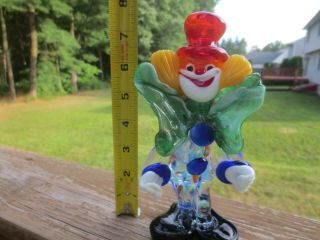 Vintage Murano Art Glass Style Hand Blown Clown,  Colors