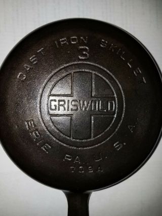 Vintage Griswold 709a No.  3 Large Logo Cast Iron Skillet Erie,  Pa Usa 6.  5 Inches