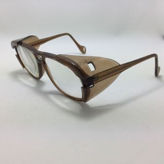 Vtg Titmus Z87 Aviator Safety Glasses With Sides Brown