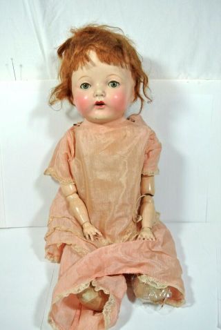 Antique Composition Baby Doll Sleepy Eyes 21” Cloth Body Articulated Open Mouth