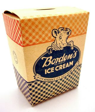 Vintage Bordens Ice Cream Container Hutchinson Division 1 Quart Elsie Cow