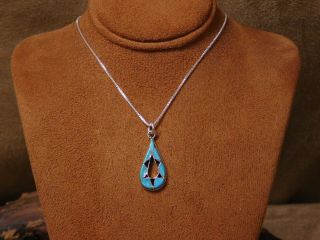 Vintage Sterling Silver Turquoise Inlay Necklace