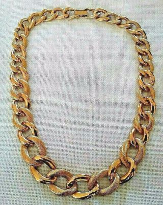 Vtg Signed Napier Brushed And Glossy Goldtone Chain Choker Necklace With Pat No