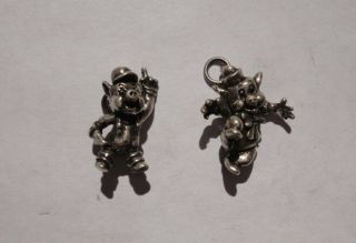 Vintage Sterling Silver Disney Two Of The Three Little Pigs Charms