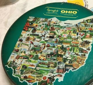Vintage Springbok Jigsaw Puzzle Map In Shape Of Ohio - Circular Box