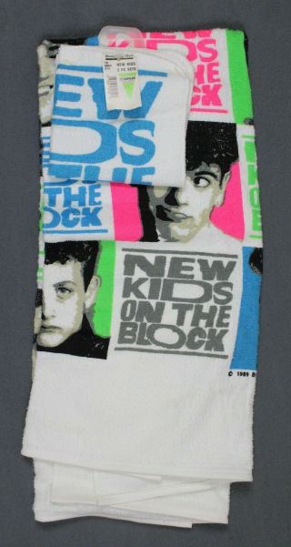 Vintage 1989 Kids On The Block 2pc Towel & Wash Cloth Set 80 