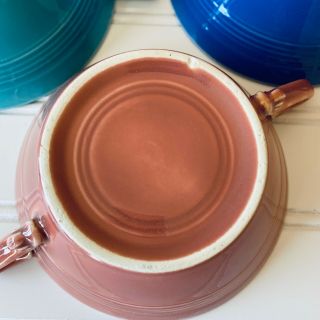 Vintage Harlequin Pottery Cream Soup Bowls SET of THREE Homer Laughlin 4