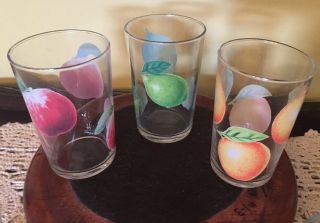 Set Of Six (6) Anchor Hocking Vintage Orange,  Apple and Lime Juice Glasses - 6oz 2