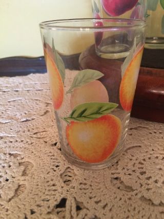 Set Of Six (6) Anchor Hocking Vintage Orange,  Apple and Lime Juice Glasses - 6oz 6