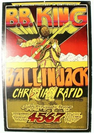Vtg Fillmore Bill Graham Concert Poster 1st 1971 B.  B.  King Ballin Jack 45 Of 60