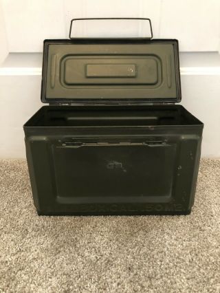 Vintage Amm.  Box Cal 50 M2 Green Metal Ammo Box Can Military 50 Us Flame Wwll ?