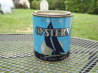 Vintage Pint Oyster Can