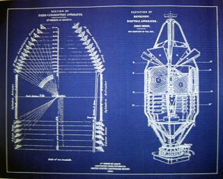 Vintage Lighthouse Lens 1st Order 1854 Blueprint Plan 19 " X 24 " (231)