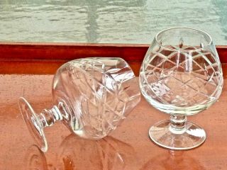 VINTAGE HAND CUT CRYSTAL COGNAC BALLOON GLASSES SET OF 4 BOHEMIA C 196 3