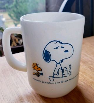 Vintage Fire King Snoopy/woodstock Coffee Mug (copyright 1958/1965) Peanuts