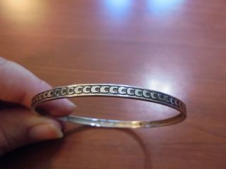 Vtg Sterling Silver Crescent Moon Bangle Bracelet 4.  3 Grams