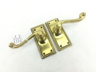 Vintage Pair Door Handle Solid Brass
