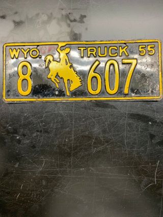 Vintage 1955 Wyoming Truck License Plate