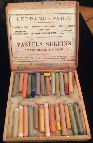 Vintage Lefranc - Paris Pastels Surfins In Wooden Embossed Box