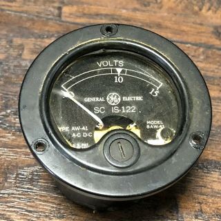 Vintage Ge Panel Mount 0 - 15 Volts Meter Industrial Gauge Steampunk Sc Is - 122
