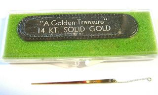 Vintage 14k Solid Gold Needle Looking Dangle Pendant Charm 0.  6 Grams