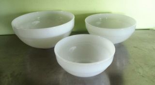 Vintage Fire King Colonial Band White Mixing,  Nesting Bowls - Set Of 3