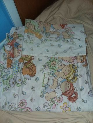 Vintage Cabbage Patch Dolls Flat Twin Sheet And Pillowcase