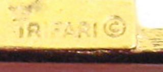 Vintage old TRIFARI signed Gold brick Red MODERNIST Lucite pendant Long NECKLACE 5