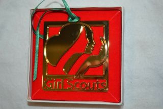Vtg.  Girl Scout Logo Metal Christmas Ornament W/original Box