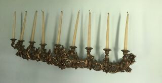 Antique Vintage 9 Arm Candelabra Ornate Candle Holder Brass Candlestick