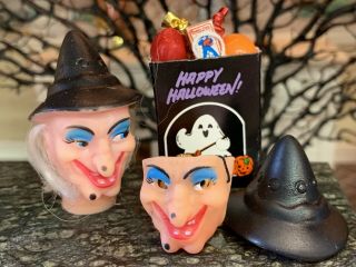 Vintage Miniature Dollhouse Artisan Halloween Silicone Witch Mask Treat Bag