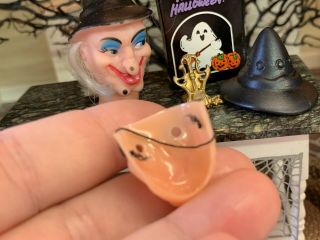 Vintage Miniature Dollhouse Artisan Halloween Silicone Witch Mask Treat Bag 2