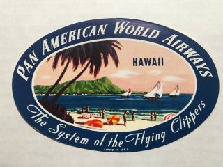 Vintage Airline Luggage Label - Pan Am Flying Clippers To Hawaii
