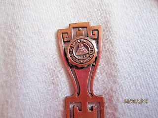 Antique VTG Solid Copper Columbus Ohio State University Bookmark Page Holder 3
