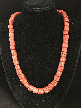 Vintage Sterling Silver And Natural Coral Necklace