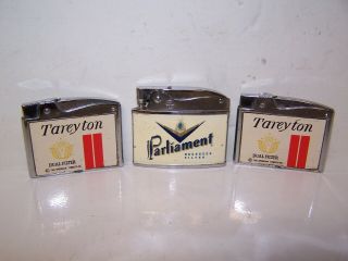 Vintage Ryan Flat Parliament & 2 Deluxe Tareyton Cigarette Lighters Japan