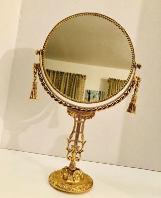 Stylebuilt Vintage Vanity Decorative 24k Gold Plated Double Sided Magnify Mirror