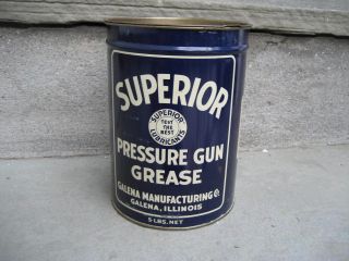 Vintage Superior Pressure Gun Grease 5 Lbs Can.  Ex/nm