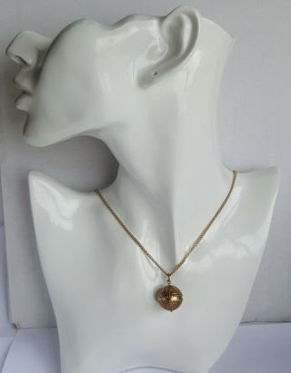 Vintage Finnish Kalevala Koru Bronze Round Pendant Long Necklace 33 "