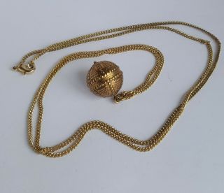 Vintage Finnish Kalevala Koru Bronze Round Pendant Long Necklace 33 