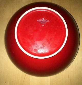 Large RED Waechtersbach Vintage 11.  5 X 6 Bowl With German Backstamp 3