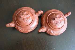 Pair VINTAGE CHINESE YIXING ZISHA TEAPOTS - Purple Clay,  With Potter ' s Chop Mark 4