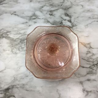 Vintage Flower,  Leaf Design Pink,  Depression Glass Candy Container With Lid 2