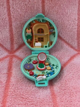 Polly Pocket 1992 Enchanted Forest Jeweled Case Green Bluebird W/ Princess Vtg